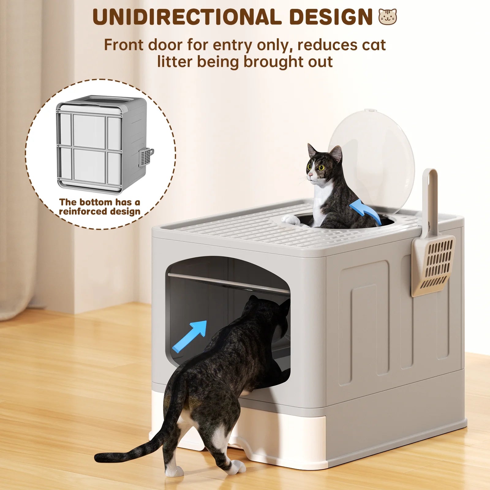 Extra Large Foldable Anti-Splashing Cat Litter Box with Litter Scoop