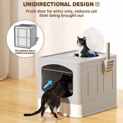 Extra Large Foldable Anti-Splashing Cat Litter Box with Litter Scoop