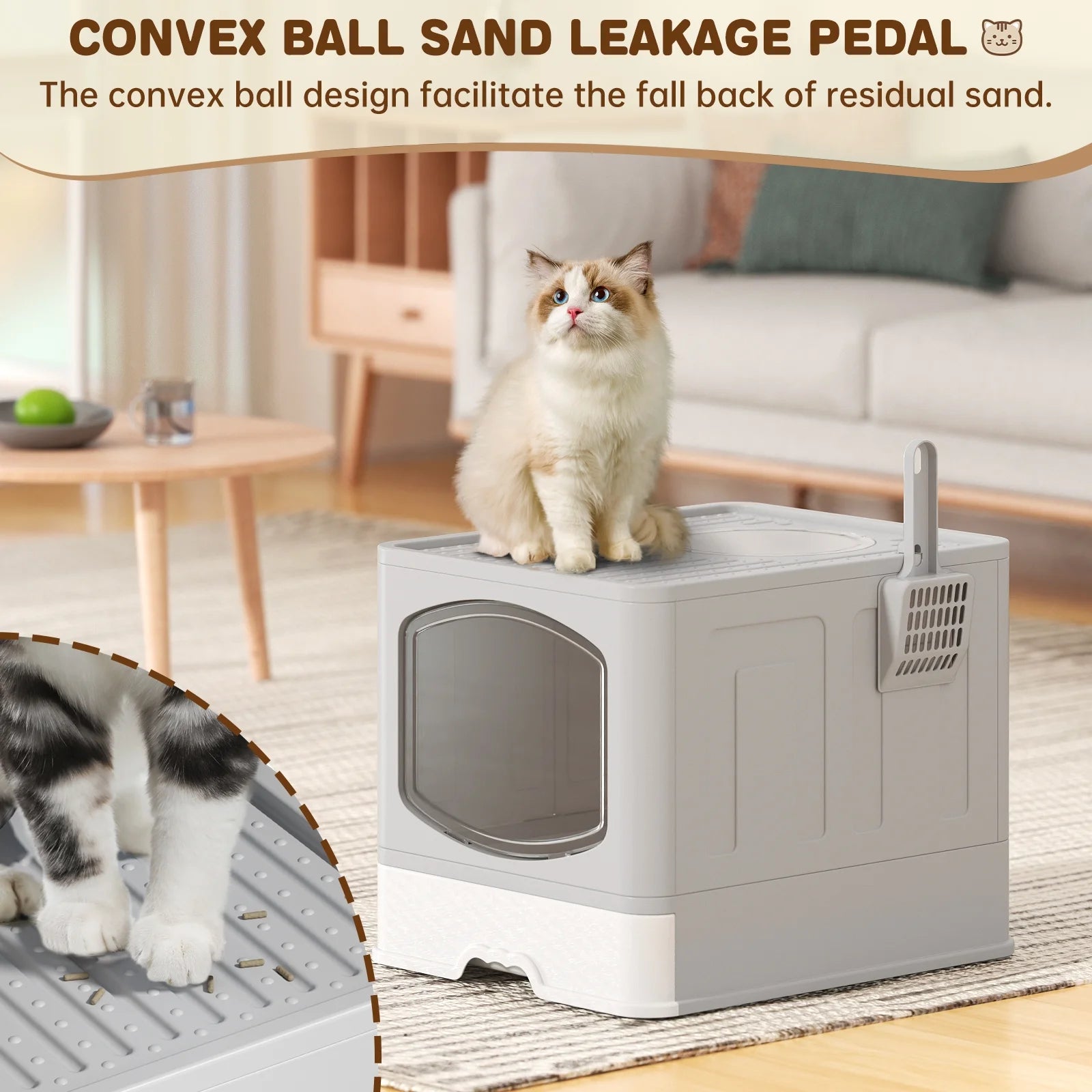 Extra Large Foldable Anti-Splashing Cat Litter Box with Litter Scoop