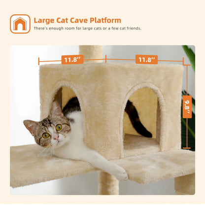 Cat Tree Tower with Hammock and Sisal Scratching Posts 54"