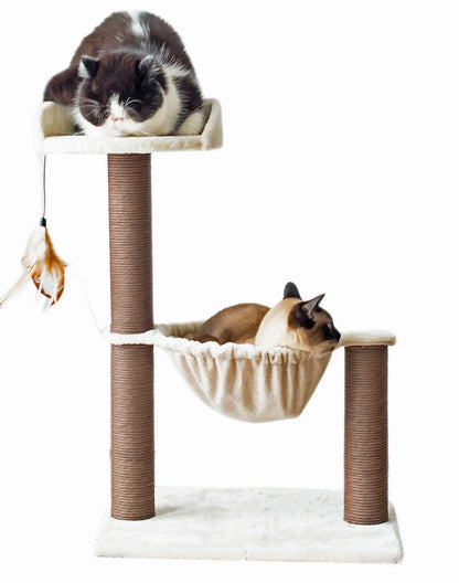 Cat Tree with Hammock Scratching Post Tower 3-Level 28"