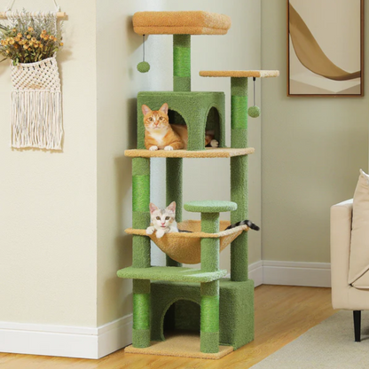 Jungle Cat Tree Tower With Hammock And Toys