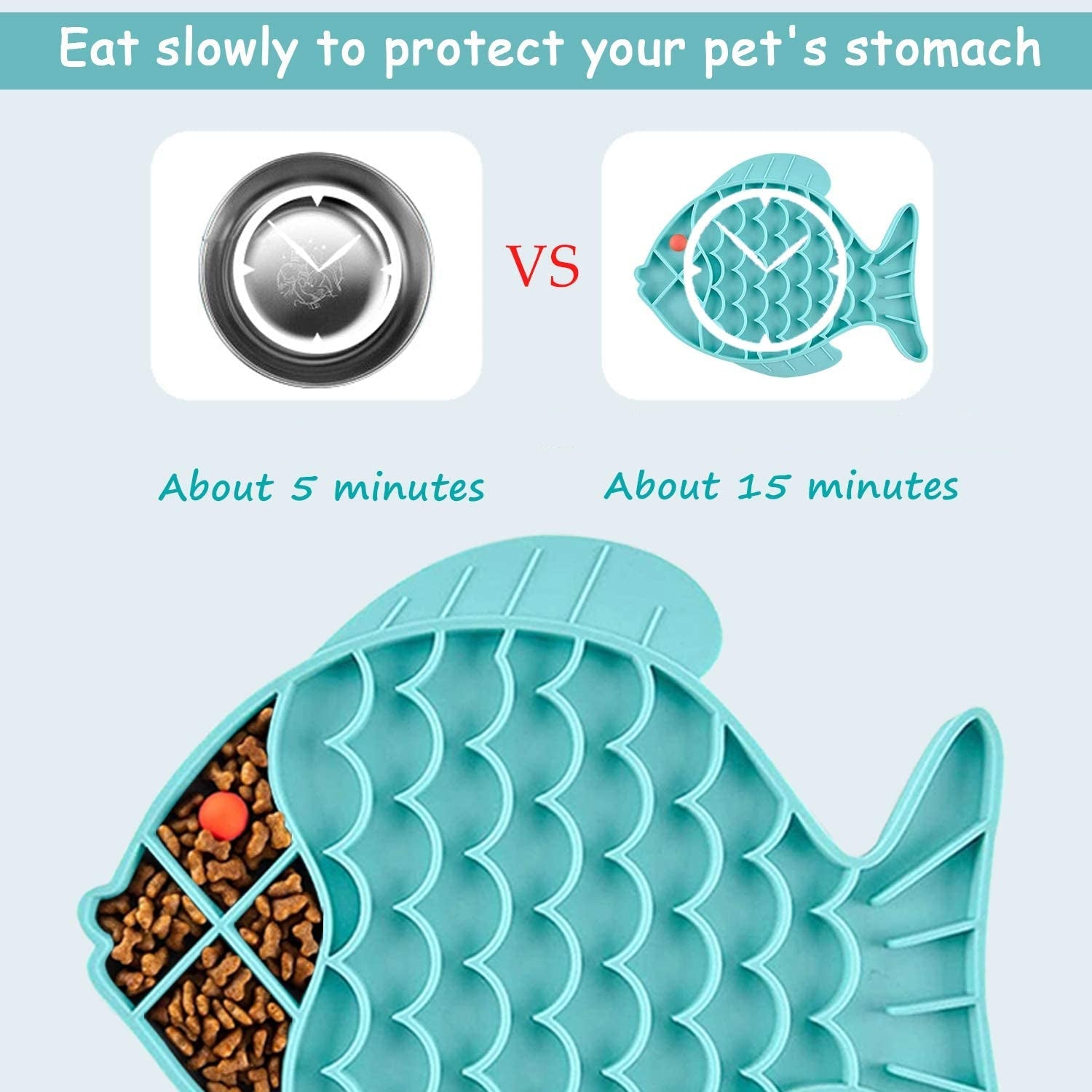 2 Pack Cat Slow Feeder, Fish-Shaped Cat Lick Treat Mat for Cats Anxiety Relief